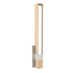 Tie Stix Wood Vertical Fixed Warm Dim Wall Light - Satin Nickel / Wood Maple