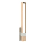 Tie Stix Vertical Fixed Vanity Wall Light - Satin Nickel / Wood Maple