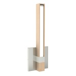 Tie Stix Vertical Fixed Warm Dim Wall Light - Satin Nickel / Wood Maple