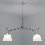 Tolomeo 10 inch Double Shade Suspension - Polished Aluminum / Parchment Paper