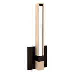 Tie Stix Wood Vertical Fixed Warm Dim Wall Light - Antique Bronze / Wood Maple