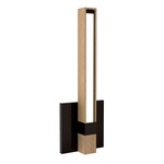 Tie Stix Wood Vertical Fixed Warm Dim Wall Light - Antique Bronze / Wood White Oak