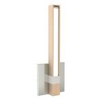 Tie Stix Vertical Fixed Vanity Wall Light - Satin Nickel / Wood Maple