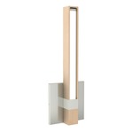 Tie Stix Vertical Fixed Vanity Wall Light - Satin Nickel / Wood Maple