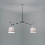 Tolomeo 10 inch Double Shade Suspension - Polished Aluminum / Grey Fiber