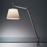 Tolomeo Mega Task Lamp with Clamp - Polished Aluminum / Parchment Paper