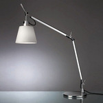 Tolomeo Shade Desk Lamp with Base - Polished Aluminum / Grey Fiber
