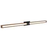 Tie Stix Wood Fixed Wall Light - Satin Black / Wood Cherry