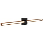 Tie Stix Wood Fixed Warm Dim Wall Light - Satin Black / Wood Cherry