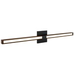 Tie Stix Wood Fixed Warm Dim Wall Light - Satin Black / Wood Walnut