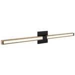 Tie Stix Wood Fixed Warm Dim Wall Light - Satin Black / Wood White Oak