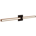 Tie Stix Wood Fixed Warm Dim Wall Light - Antique Bronze / Wood Cherry