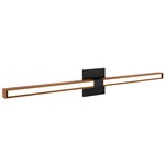 Tie Stix Wood Fixed Wall Light - Satin Black / Wood Cherry