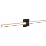 Tie Stix Wood Fixed Wall Light - Satin Black / Wood Maple