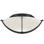 Compass Flush Ceiling Light Fixture - Black / Opal