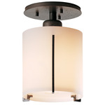 Exos Glass Semi Flush Ceiling Light - Natural Iron / Opal