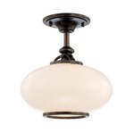 Canton Semi Flush Ceiling Light - Old Bronze / Opal / Glossy