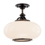 Canton Semi Flush Ceiling Light - Old Bronze / Opal / Glossy