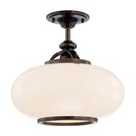 Canton Semi Flush Ceiling Light - Old Bronze / Opal / Glossy
