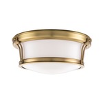 Newport Flush Ceiling Mount - Aged Brass / Opal / Glossy