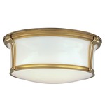 Newport Flush Ceiling Mount - Aged Brass / Opal / Glossy