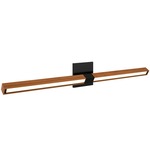Tie Stix Wood Horizontal Adjustable Warm Dim Wall Light - Satin Black / Wood Cherry