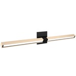 Tie Stix Wood Linear Adjustable Warm Dim Wall Light - Satin Black / Wood Maple