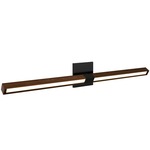 Tie Stix Wood Horizontal Adjustable Warm Dim Wall Light - Satin Black / Wood Walnut