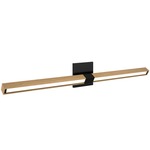Tie Stix Wood Linear Adjustable Warm Dim Wall Light - Satin Black / Wood White Oak