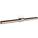 Tie Stix Wood Linear Adjustable Warm Dim Wall Light - Chrome / Wood Walnut