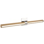 Tie Stix Wood Horizontal Adjustable Warm Dim Wall Light - Chrome / Wood White Oak