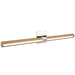 Tie Stix Wood Linear Adjustable Warm Dim Wall Light - Chrome / Wood White Oak