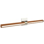 Tie Stix Wood Linear Adjustable Warm Dim Wall Light - Satin Nickel / Wood Cherry