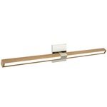 Tie Stix Wood Linear Adjustable Warm Dim Wall Light - Satin Nickel / Wood White Oak