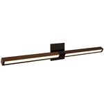 Tie Stix Wood Horizontal Adjustable Warm Dim Wall Light - Antique Bronze / Wood Walnut