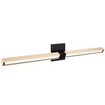 Tie Stix Wood Horizontal Adjustable Wall Light - Satin Black / Wood Maple
