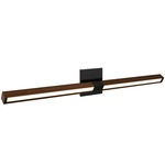 Tie Stix Wood Linear Adjustable Wall Light - Satin Black / Wood Walnut