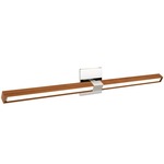 Tie Stix Wood Linear Adjustable Wall Light - Chrome / Wood Cherry