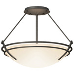 Presidio Tryne Semi Flush Ceiling Light - Natural Iron / Opal