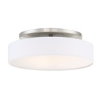 Manhattan Semi Flush Ceiling Light - Brushed Nickel / White