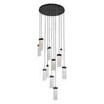 Parallel Round Multi Light Pendant - Matte Black / Clear Rimelight