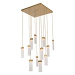 Parallel Square Multi Light Pendant - Gilded Brass / Clear Rimelight