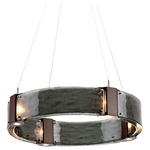 Parallel Ring Chandelier - Flat Bronze / Smoke Granite