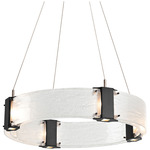 Parallel Ring Chandelier - Matte Black / Clear Granite