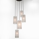 Textured Glass Round Multi Light Pendant - Flat Bronze / Frosted Rimelight