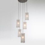 Textured Glass Round Multi Light Pendant - Beige Silver / Frosted Granite
