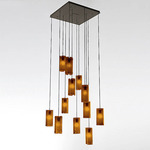 Textured Glass Square Multi Light Pendant - Flat Bronze / Bronze Granite