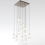 Textured Glass Square Multi Light Pendant - Beige Silver / Frosted Granite