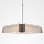 Textured Glass Square Chandelier - Flat Bronze / Frosted Granite