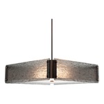 Textured Glass Square Chandelier - Flat Bronze / Smoke Granite